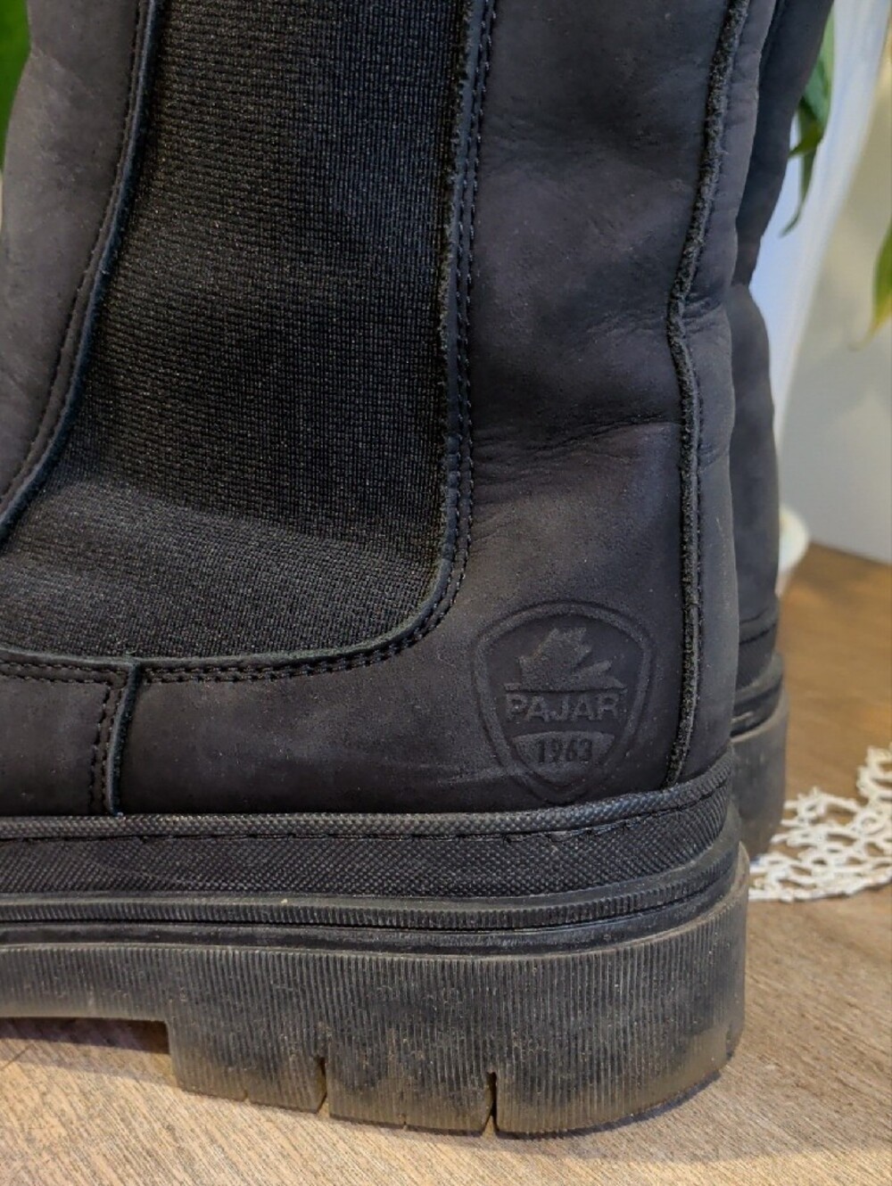 Waterproof Pajar Women's Black Leather Mid-Calf Chelsea Boots - Picture 3 of 5